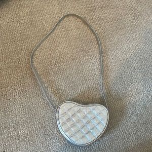 Silver glittery heart purse